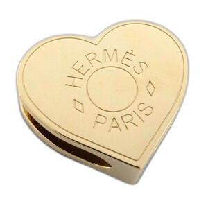HERMES Hermes Scarf Ring Mini Coeur Heart Gold Metal Women's 181987